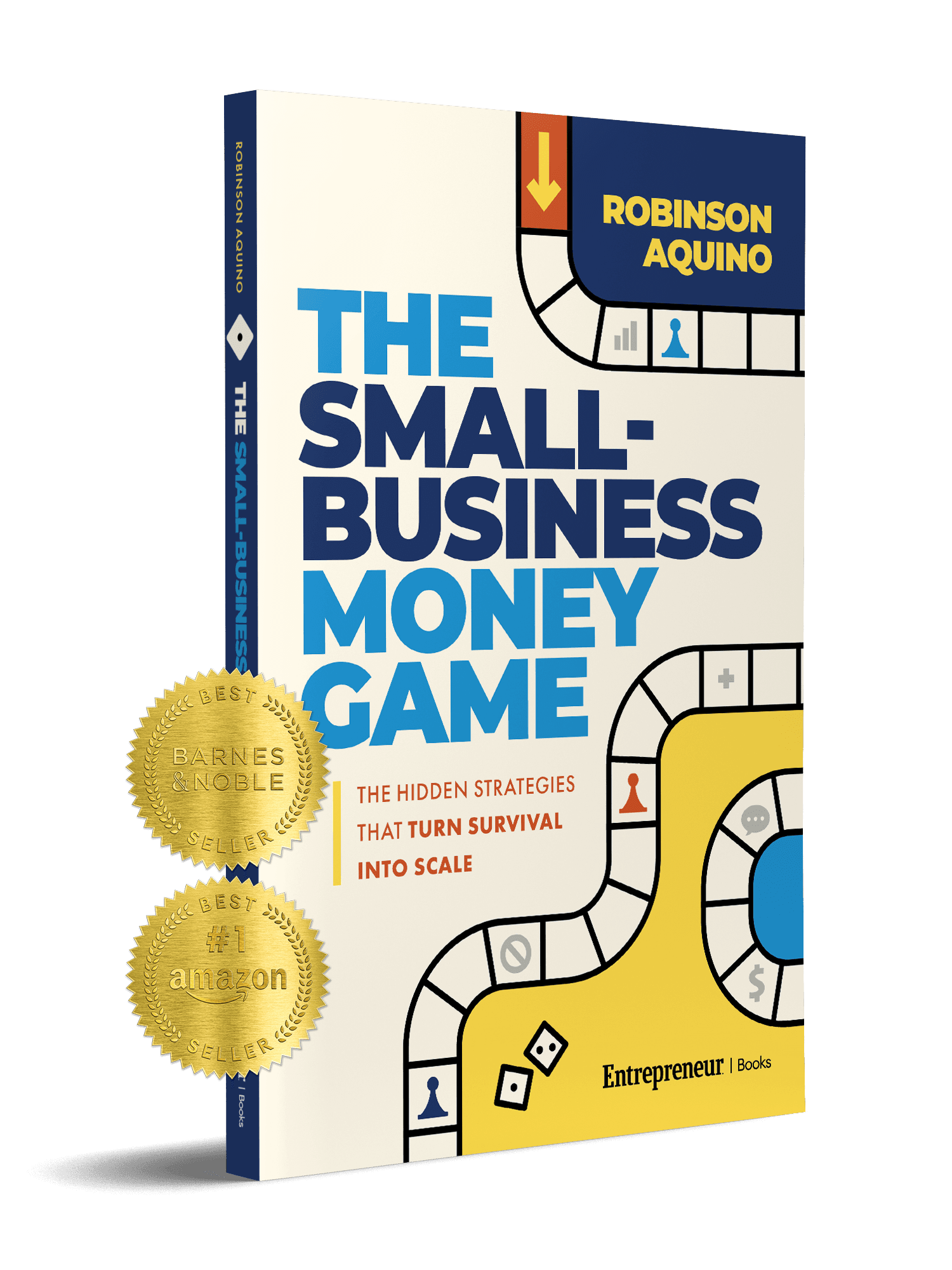 The Small-Business Money Game — book cover by Robinson Aquino, with #1 Amazon Best Seller and Barnes & Noble Best Seller badges
